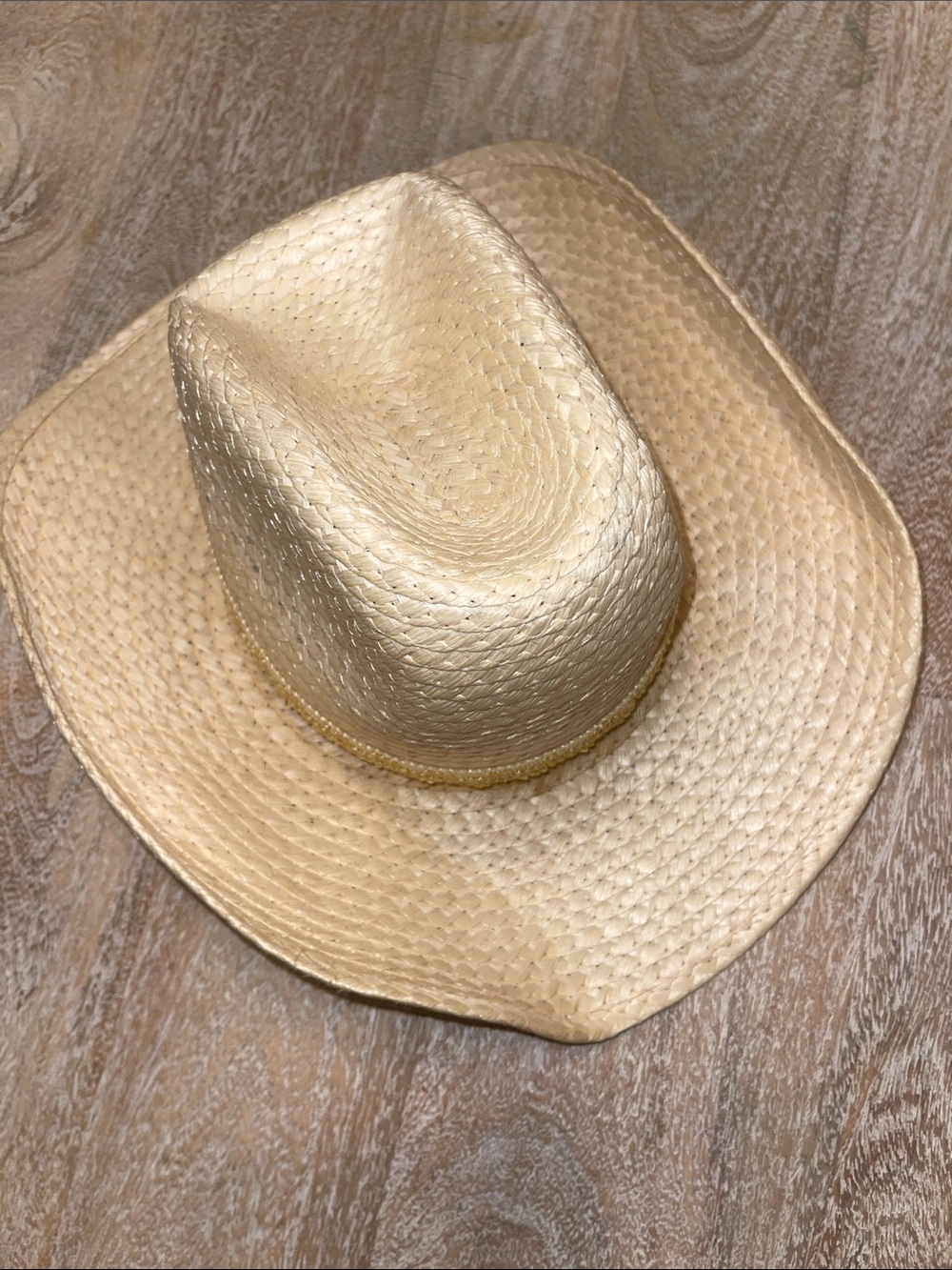 Vintage Straw Cowboy Hat with Yellow Band - Picture 2 of 5